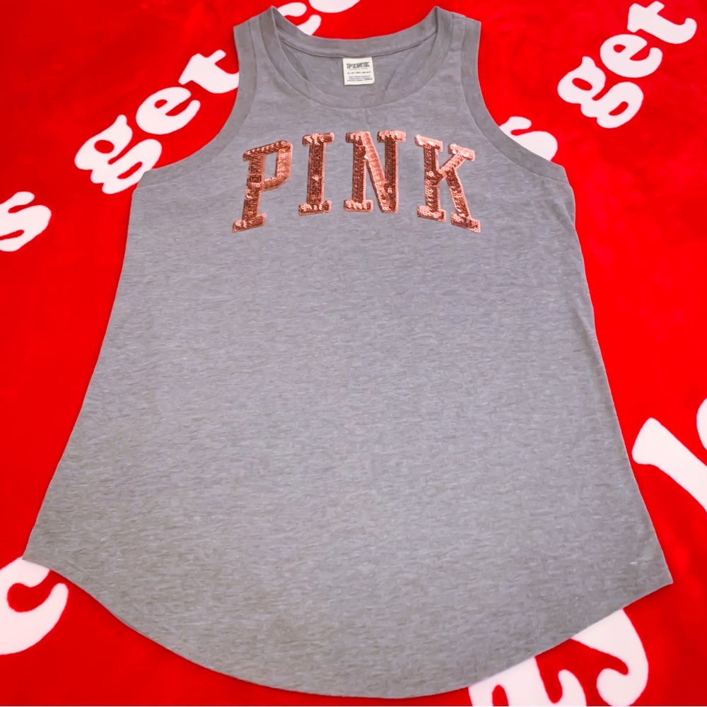 NWOT Victoria’s Secret VS PINK TANK TOP Sequin Gold BLING